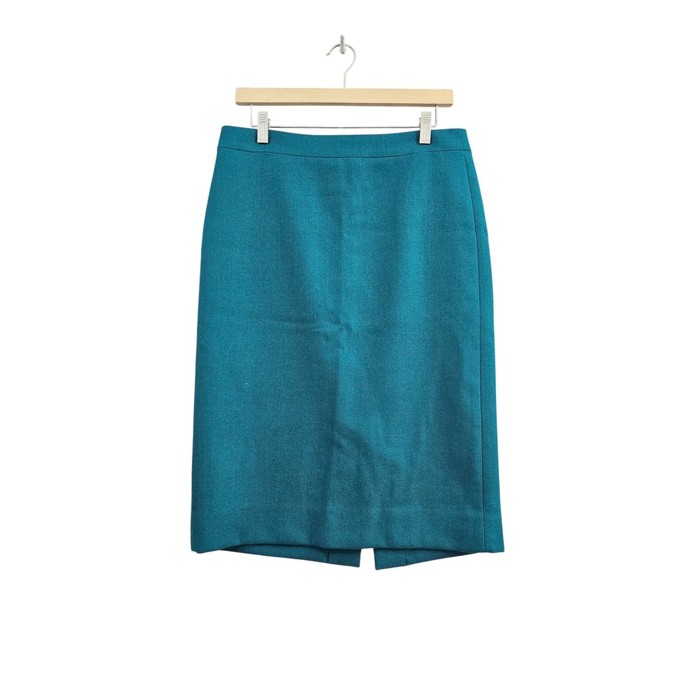 J. Crew No. 2 Pencil Skirt Womens 6T Teal Blue 100% Wool Lined Professional Wear